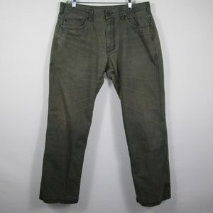 Mens Prana Breathe Zip Fly OD Green 36x32